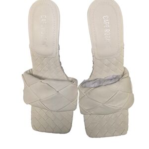 Cape Robbin Women's Cream Woven Slide Sandals
